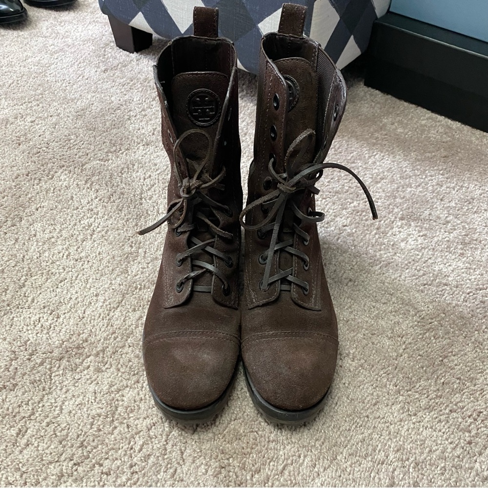 Tory Burch Broome Suede Combat Boots
